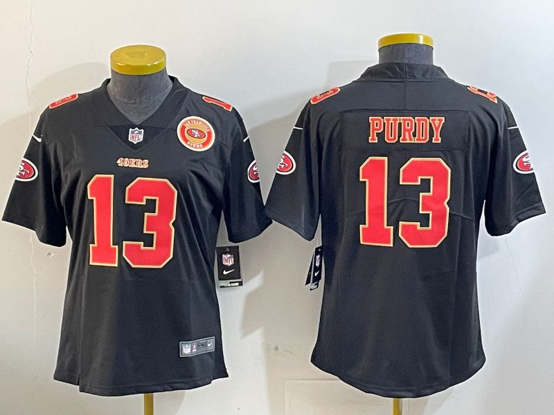 Women San Francisco 49ers #13 Purdy Black Gold 2024 Nike Vapor Limited NFL Jersey style 12024->youth nfl jersey->Youth Jersey